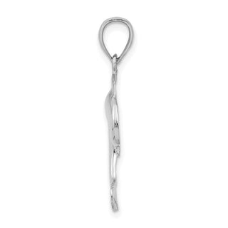 14k White Gold Polished Dolphin Jumping Pendant