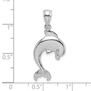 14k White Gold Polished Dolphin Jumping Pendant
