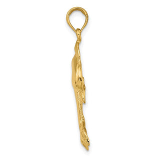 14k Yellow Gold 2-D Polished Dolphin Jumping Pendant K7416