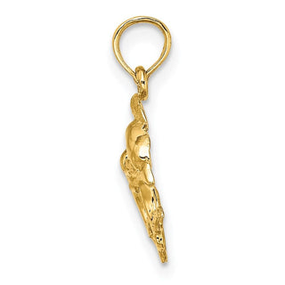 14k Yellow Gold Polished 2-D Mini Double Dolphins Pendant