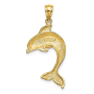 14k Yellow Gold 2-D Polished Dolphin Jumping Pendant K7418