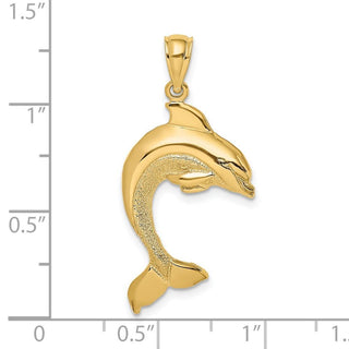 14k Yellow Gold 2-D Polished Dolphin Jumping Pendant K7418