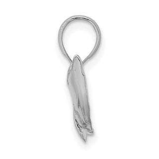 14k White Gold Textured Dolphin Jumping Pendant