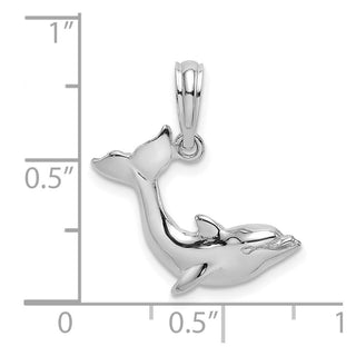 14k White Gold Textured Dolphin Jumping Pendant