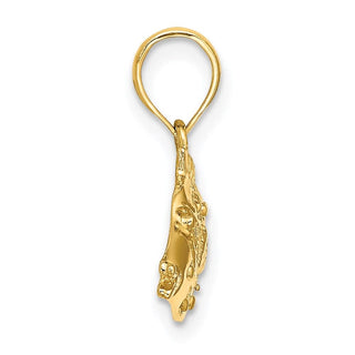 14k Yellow Gold 2-D Polished and Engraved Fish Pendant K7422