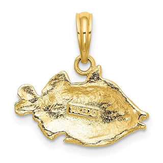 14k Yellow Gold 2-D Polished and Engraved Fish Pendant K7422