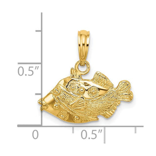 14k Yellow Gold 2-D Polished and Engraved Fish Pendant K7422