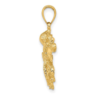 14k Yellow Gold 2-D and Textured Octopus Pendant K7431