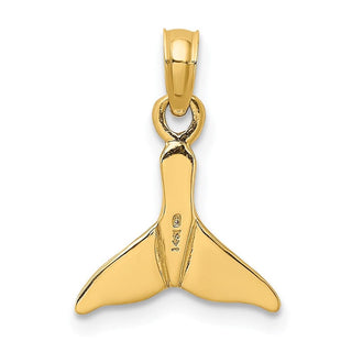 14k Yellow Gold Polished Small Whale Tail Pendant