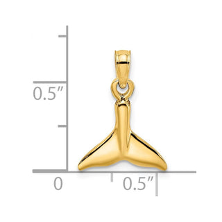 14k Yellow Gold Polished Small Whale Tail Pendant