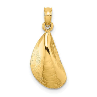 14k Yellow Gold 2-D Polished Mussel Shell Pendant K7451