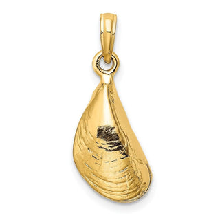 14k Yellow Gold 3-D Polished Mussel Shell Pendant K7452