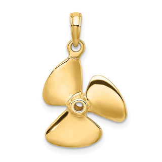 14k Yellow Gold 3-D Polished Three Blade Propeller Pendant