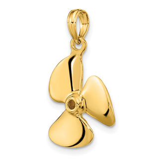14k Yellow Gold 3-D Polished Three Blade Propeller Pendant