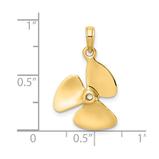 14k Yellow Gold 3-D Polished Three Blade Propeller Pendant
