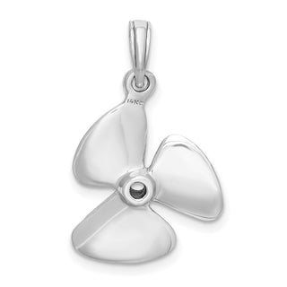 14k White Gold 3-D Polished Three Blade Propeller Pendant