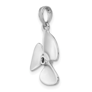 14k White Gold 3-D Polished Three Blade Propeller Pendant