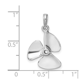 14k White Gold 3-D Polished Three Blade Propeller Pendant