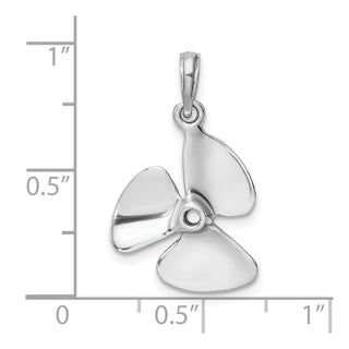 14k White Gold 3-D Polished Three Blade Propeller Charm