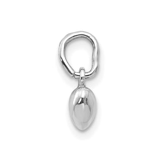 14k White Gold Solid Polished 3D Heart Charm