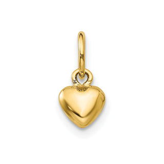 14k Yellow Gold Polished 3-D Puffed Heart Charm K747