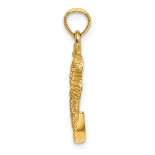 14k Yellow Gold 2-D Palm Trees On Island Pendant