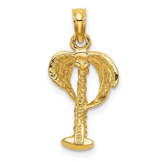 14k Yellow Gold 2-D Palm Tree w/Coconuts Pendant