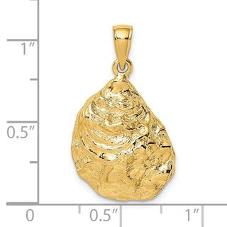 14k Yellow Gold 2-D Textured and Polished Oyster Shell Pendant K7532