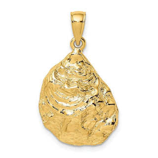 14k Yellow Gold 2-D Textured and Polished Oyster Shell Pendant K7532