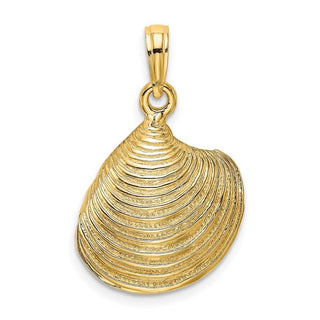 14k Yellow Gold 3-D Textured Clam Shell Pendant