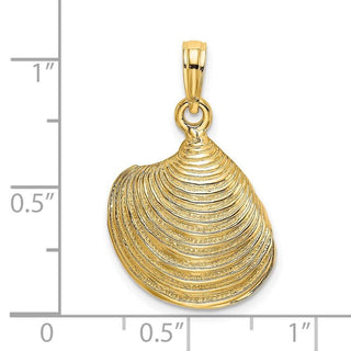 14k Yellow Gold 3-D Textured Clam Shell Pendant