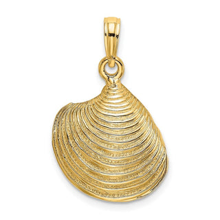 14k Yellow Gold 3-D Textured Clam Shell Pendant