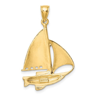 14k Yellow Gold Polished Sailboat Pendant K7539