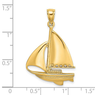 14k Yellow Gold Polished Sailboat Pendant K7539