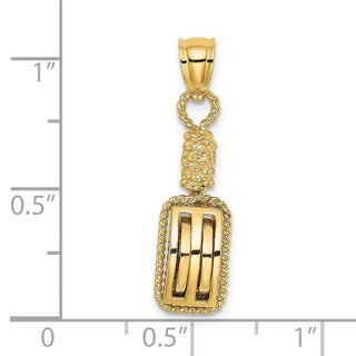 14k Yellow Gold Block Mariners Pulley Pendant