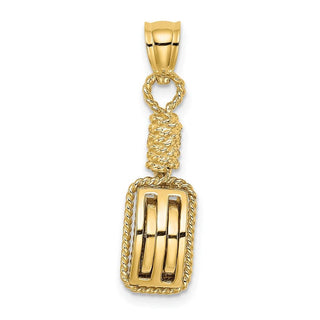 14k Yellow Gold Block Mariners Pulley Pendant