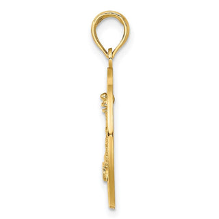 14k Yellow Gold Saint Augustine Round Frame w/Lighthouse Pendant