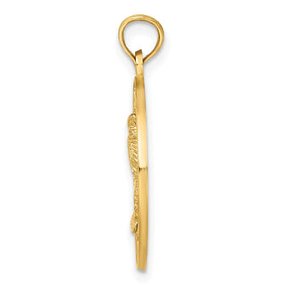 14k Yellow Gold Charleston Round Frame w/Palm Tree Pendant