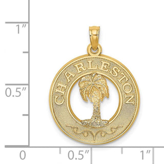 14k Yellow Gold Charleston Round Frame w/Palm Tree Pendant
