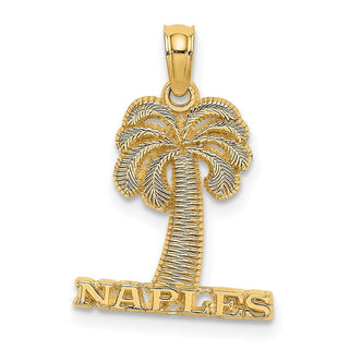 14k Yellow Gold Naples Under Palm Tree Pendant