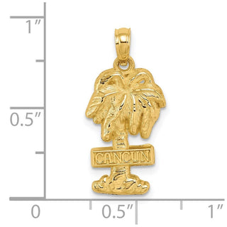 14k Yellow Gold 2-D Cancun On Palm Tree Pendant