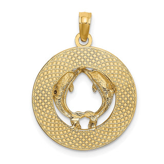 14k Yellow Gold Bahamas Frame Dolphin Charm