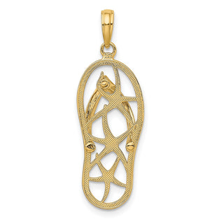 14k Yellow Gold Multi Starfish Flip-Flop Pendant