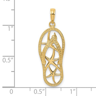 14k Yellow Gold Multi Starfish Flip-Flop Pendant