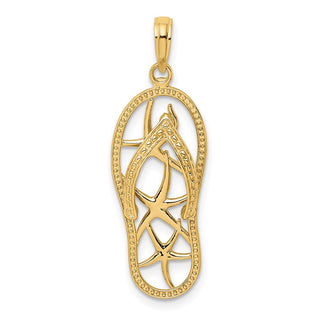14k Yellow Gold Multi Starfish Flip-Flop Pendant