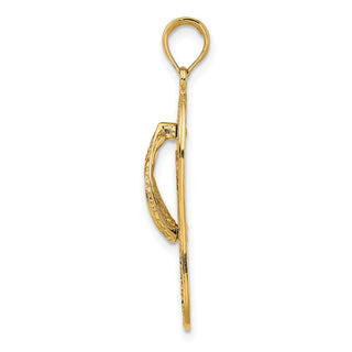 14k Yellow Gold Palm Tree Flip and Flop Pendant