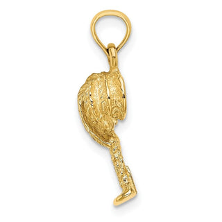14k Yellow Gold 2-D Textured Palm Tree Pendant