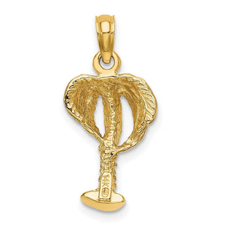 14k Yellow Gold 2-D Textured Palm Tree Pendant