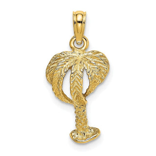 14k Yellow Gold 2-D Textured Palm Tree Pendant
