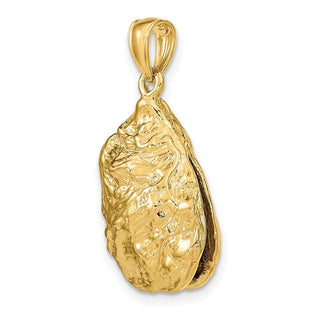 14k Yellow Gold 3-D Textured Oyster Shell Pendant K7620